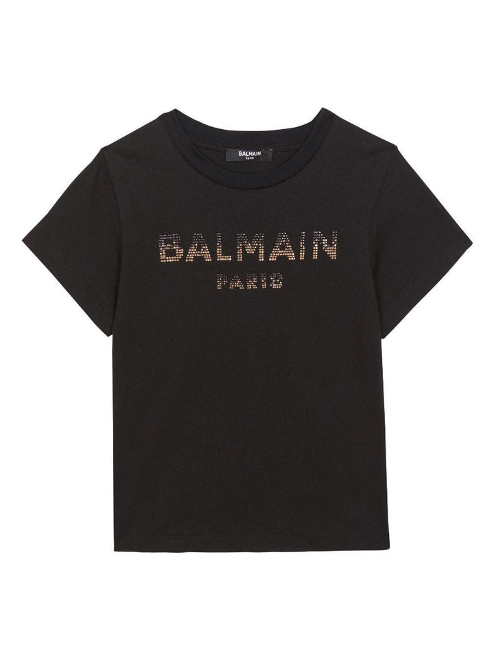 T-shirt nera bambina con logo