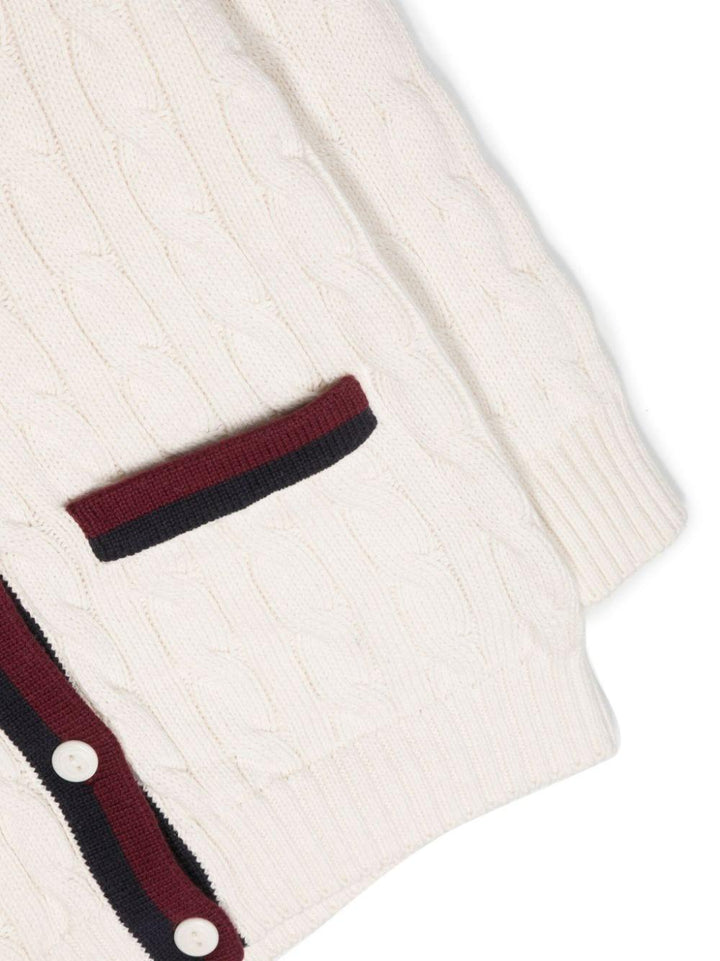 Cardigan bianco e multicolor bambina con logo 313916555 001 RALPH LAUREN KIDS 