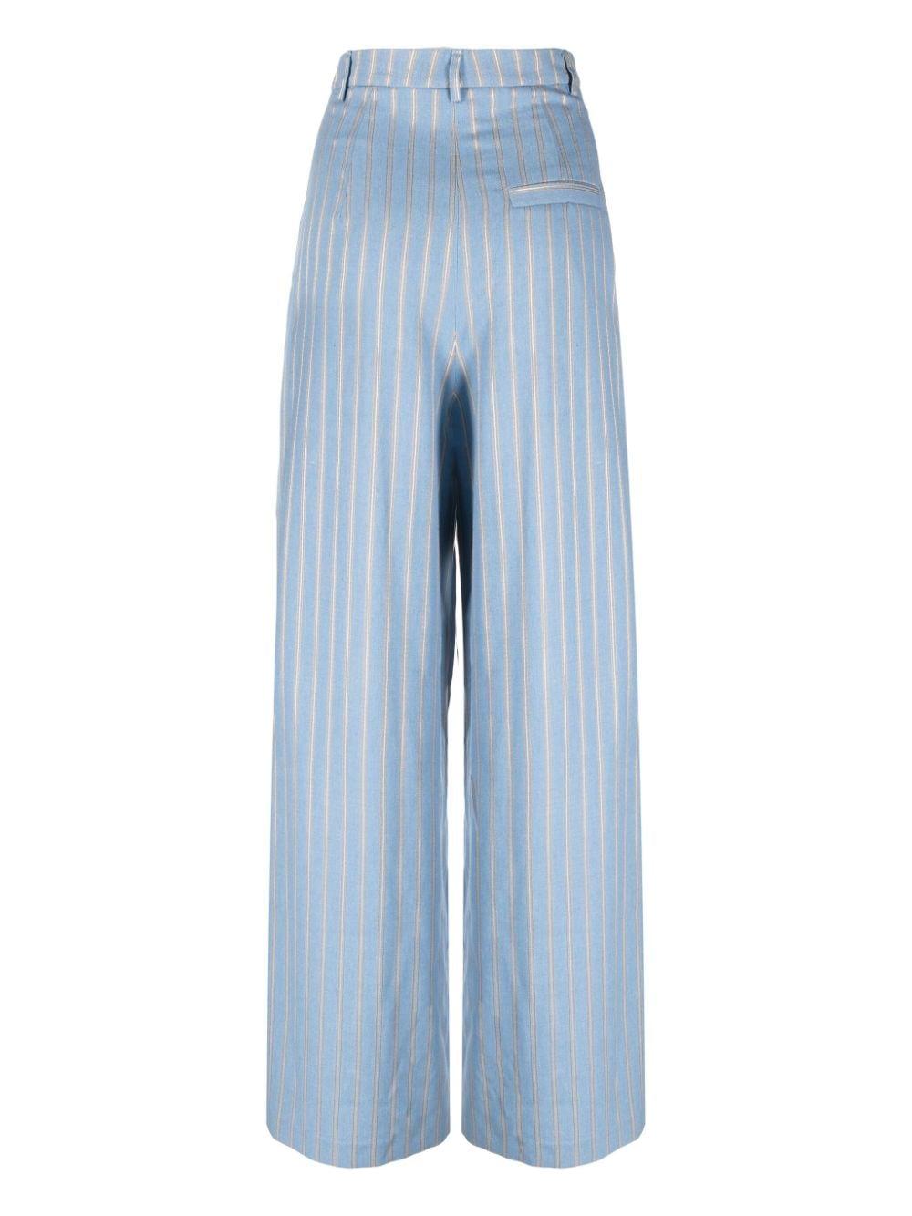 Pantaloni azzurri rigati donna
