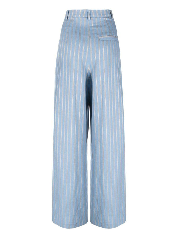Pantaloni azzurri rigati donna