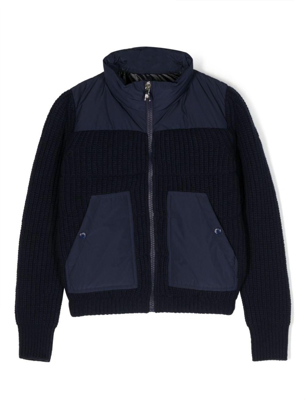 Cardigan blu bambino con tasche<BR/> 9B00004M1241 750 Moncler Kids 