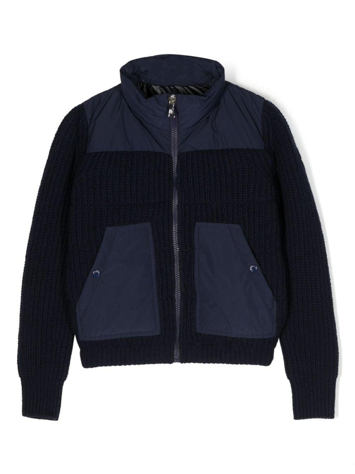 Cardigan blu bambino con tasche<BR/> 9B00004M1241 750 Moncler Kids 