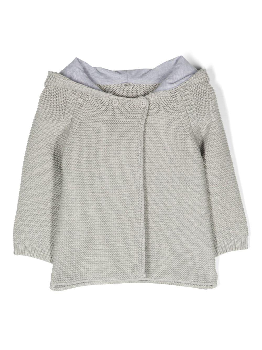 Cardigan grigio neonato con cappuccio