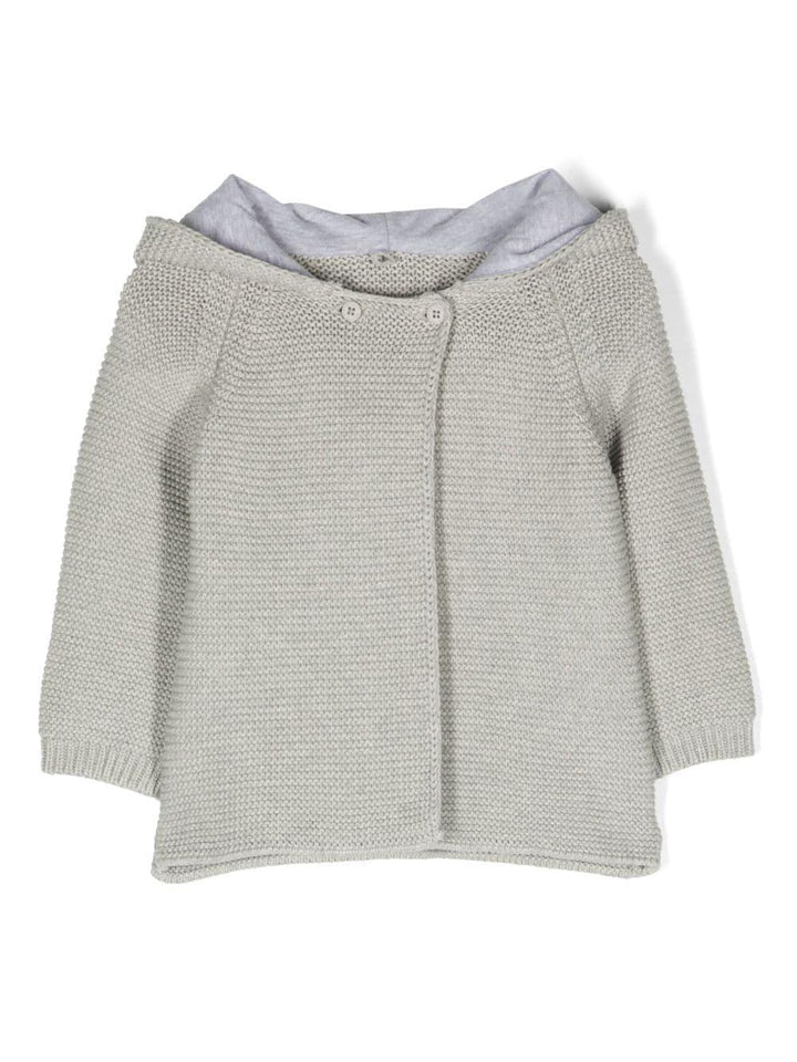 Cardigan grigio neonato con cappuccio