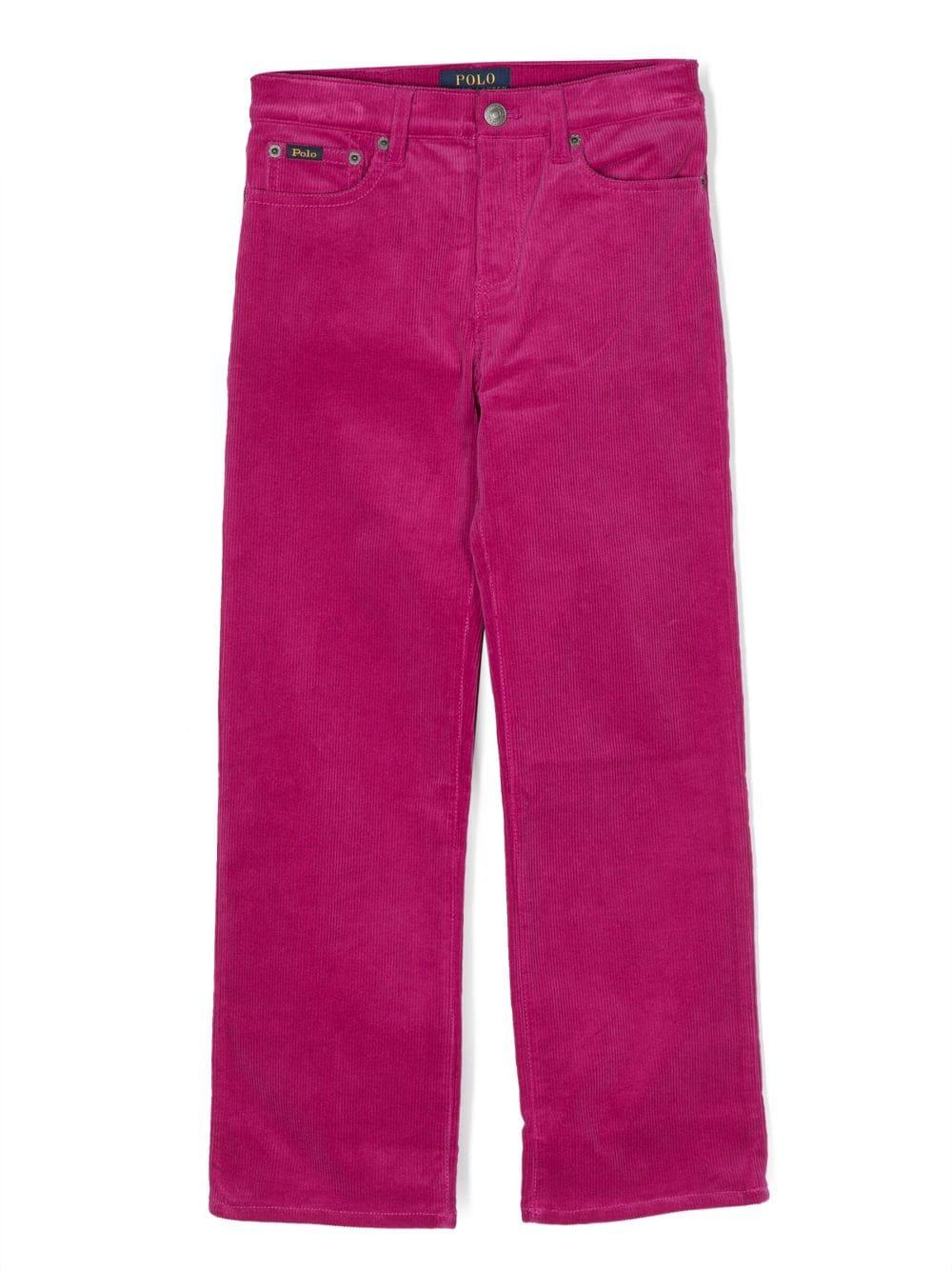 Pantaloni lampone bambina con logo