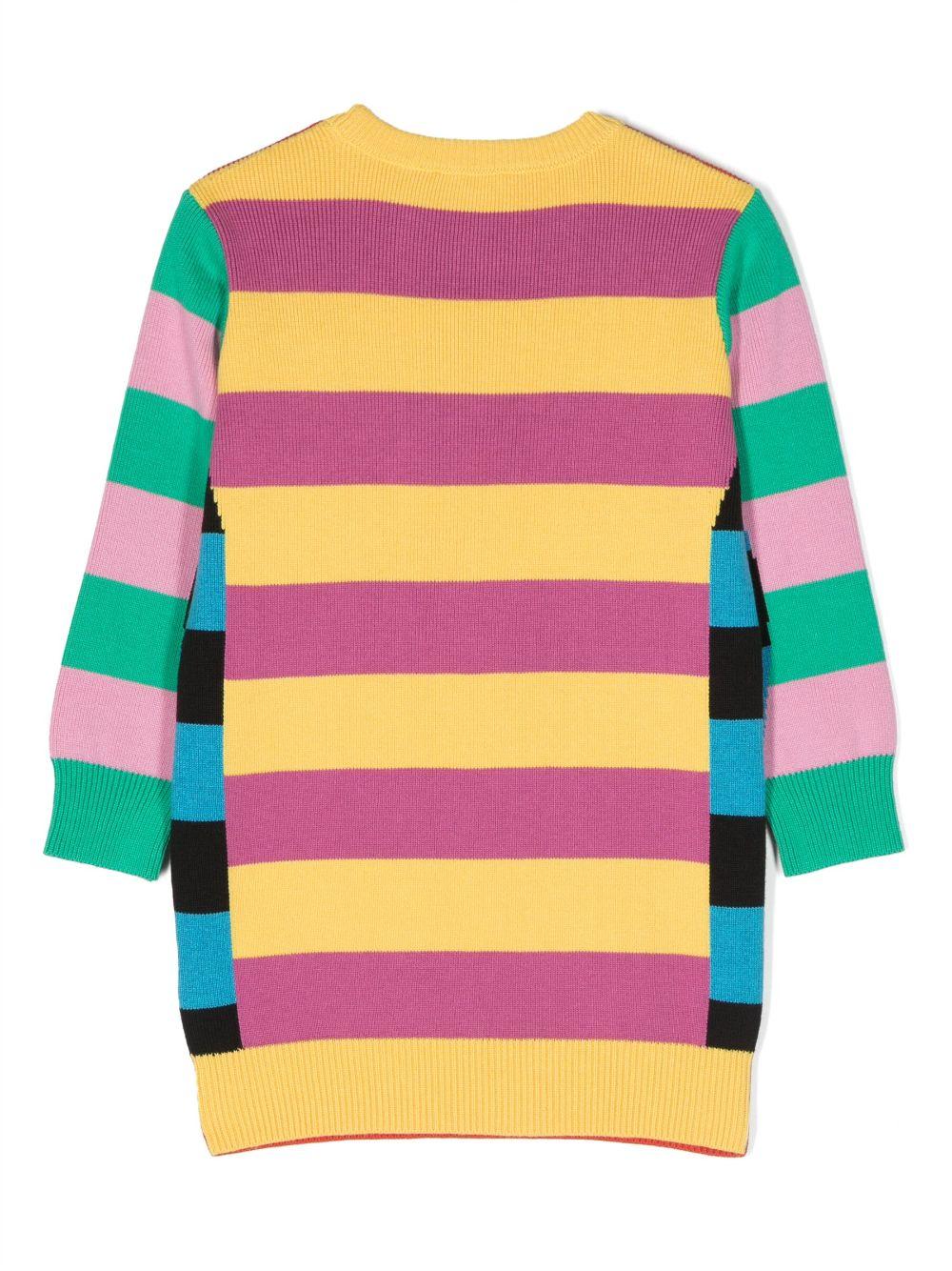Abito multicolor bambina con stampa a righe