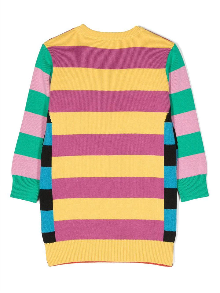 Abito multicolor bambina con stampa a righe