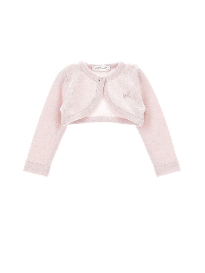 Cardigan rosa neonata con logo 37BCAR2203 9175 Monnalisa kids 