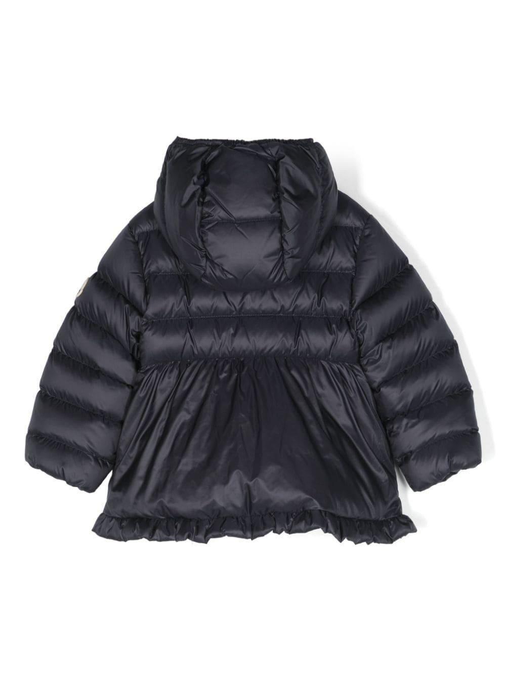 Piumino blu neonata con applicazione 1A0004353048 778 Moncler Kids 