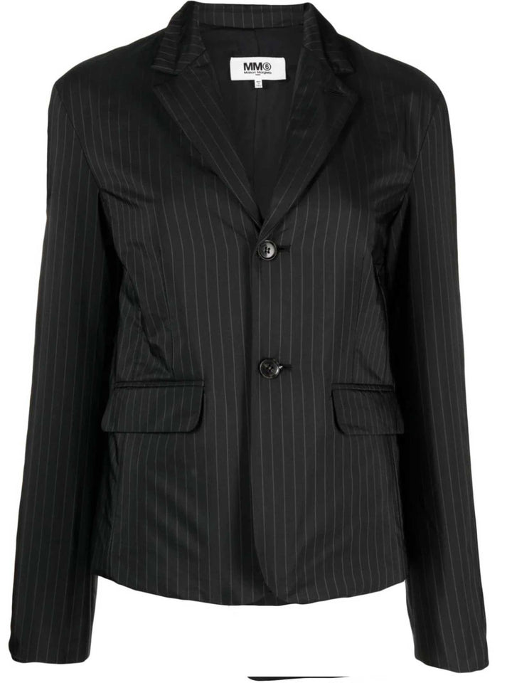 Blazer sartoriale nero donna gessato S52BN0121S78142 001F MM6 
