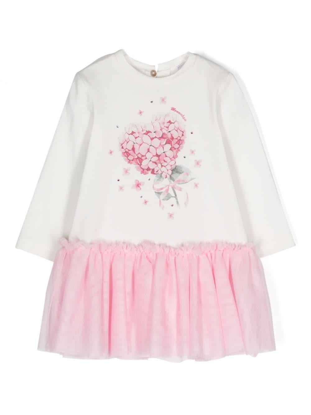 Abito bianco/rosa neonata 39D9014000 0190 Monnalisa kids 