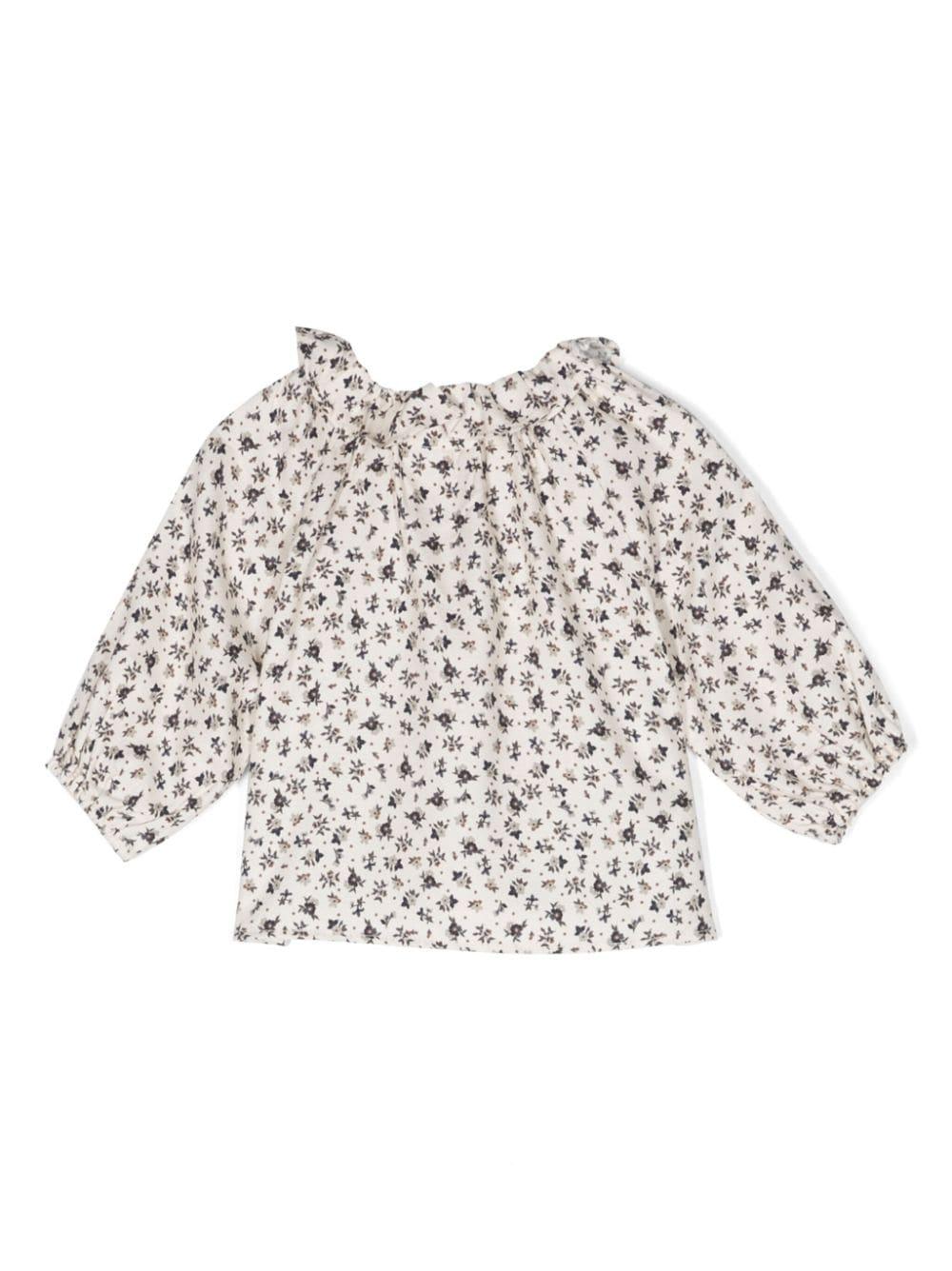 Camicia bianca e multicolor neonata con stampa a fiori