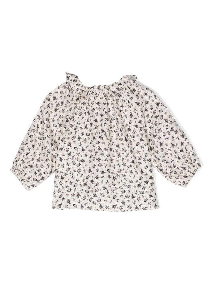 Camicia bianca e multicolor neonata con stampa a fiori