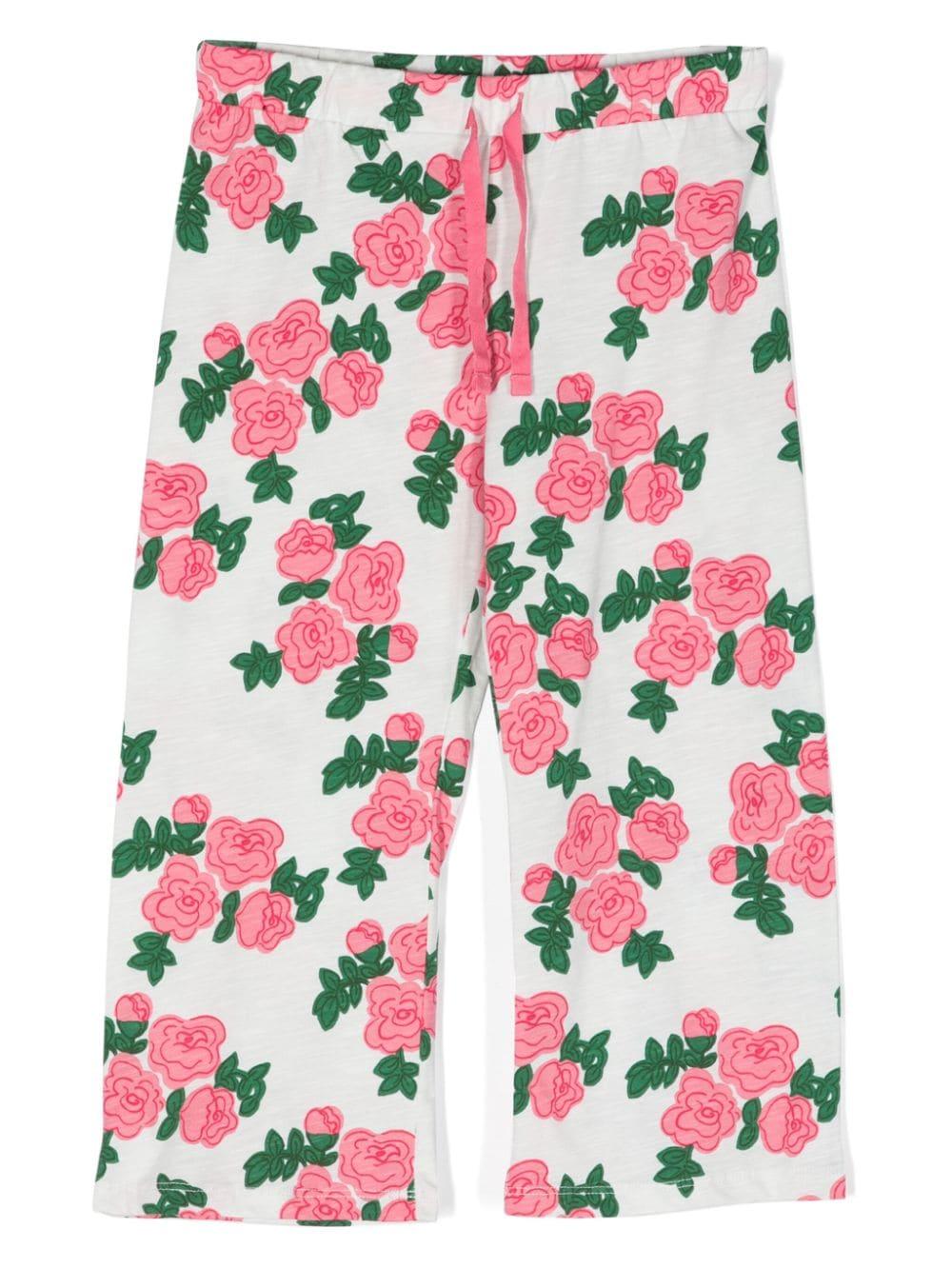Pantaloni a fiori bambina colore bianco