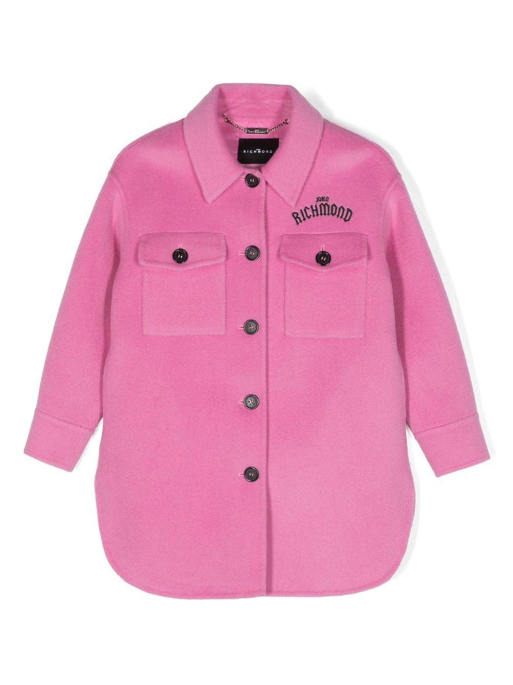 Giacca rosa pastello bambina con logo ricamato