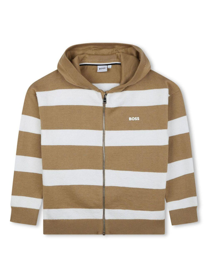 Cardigan bambino marrone/bianco