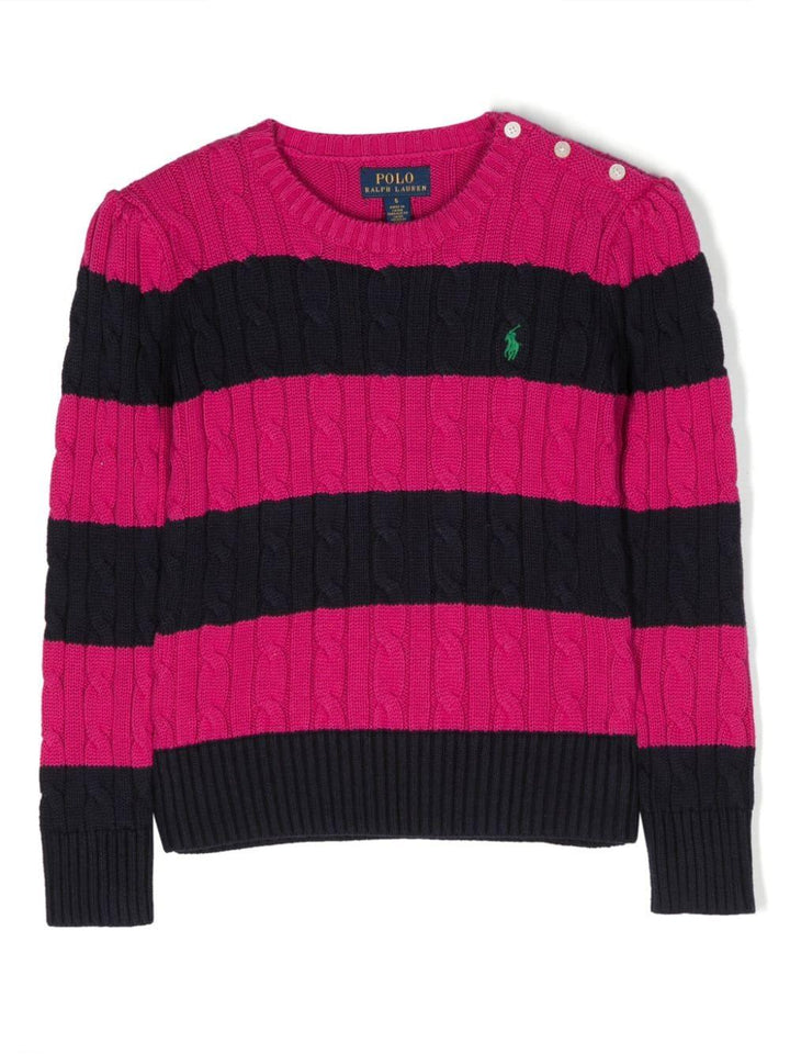 Maglione fucsia e blu bambina