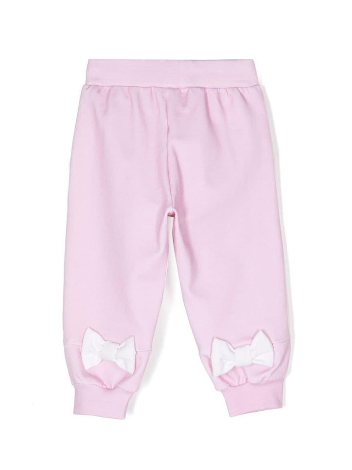 Pantalone rosa neonata con applicazioni posteriori