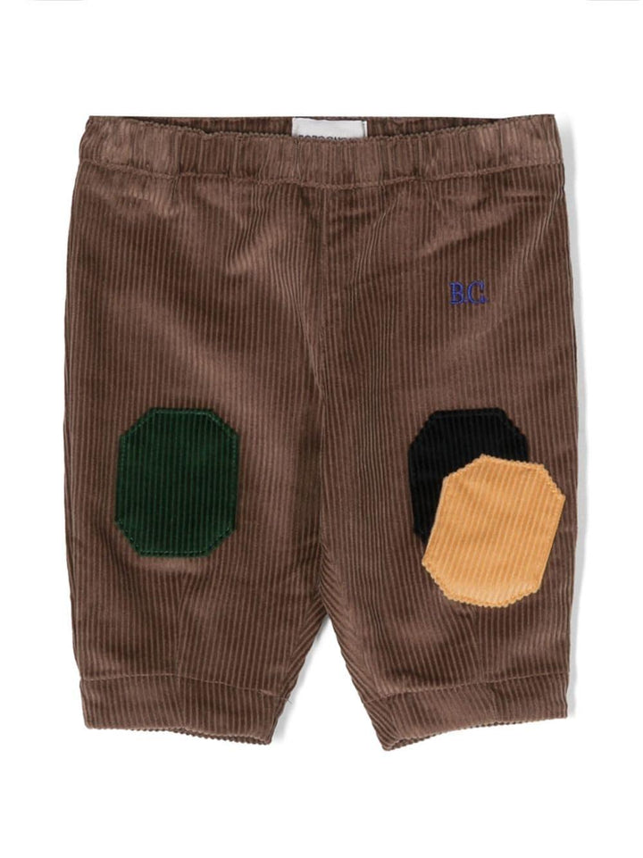 Pantaloni marroni neonato con logo