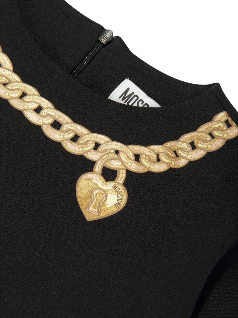 Abito nero/oro bambina HDV0ERLJA14 60100 MOSCHINO KIDS 