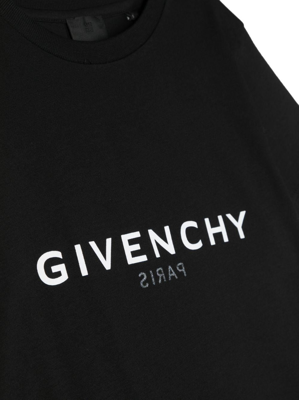 T-shirt nera bambino con logo bianco stampato H25446 09B Givenchy Kids 