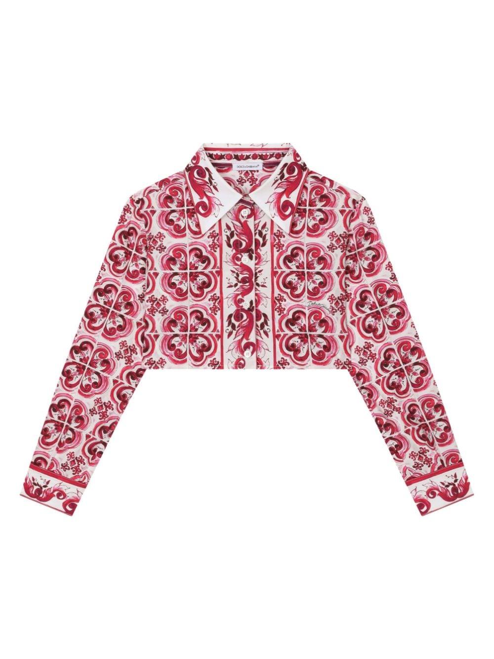 Camicia bianco/fucsia bambina
