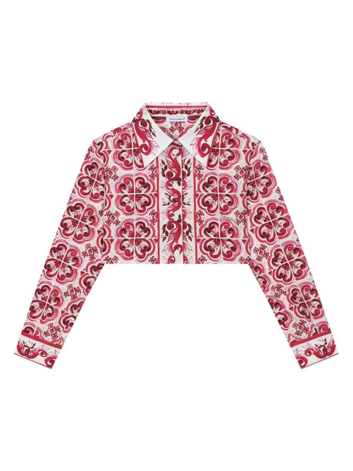 Camicia bianco/fucsia bambina