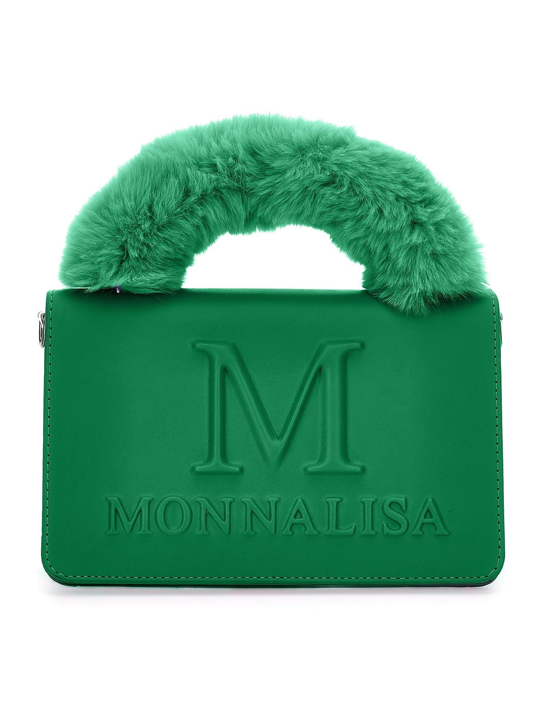 Borsa verde bambina a spalla con logo goffrato 17B0112755 0026 Monnalisa kids 
