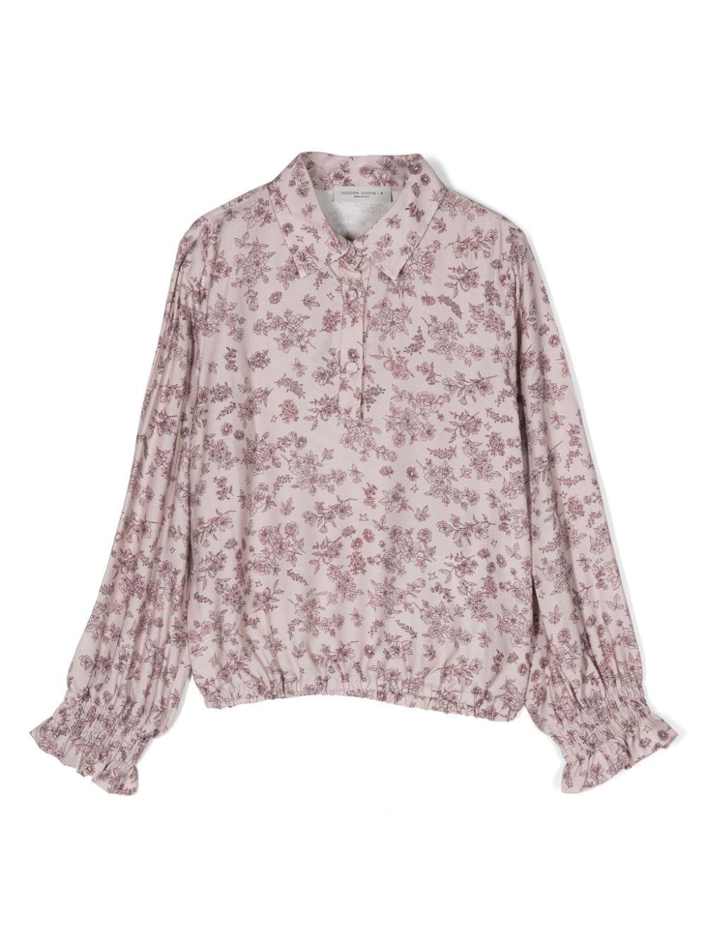 Top a fiori rosa scuro bambina