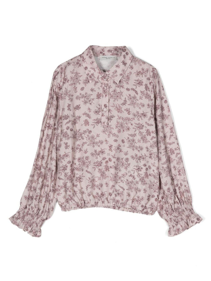 Top a fiori rosa scuro bambina