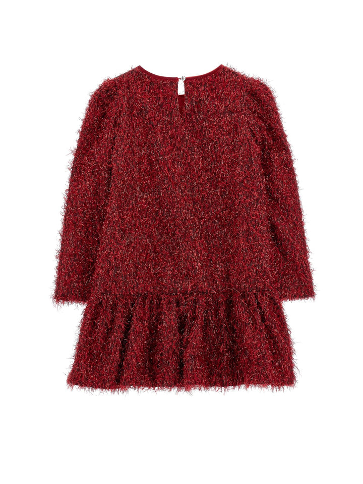 Abito rosso bambina con trama metallica e maniche lunghe 71B9152921 0043 Monnalisa kids 