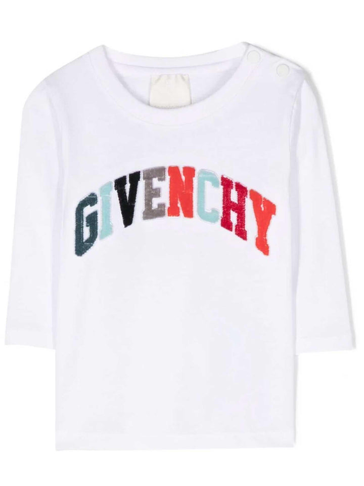 T-shirt bianca neonato con stampa multicolor