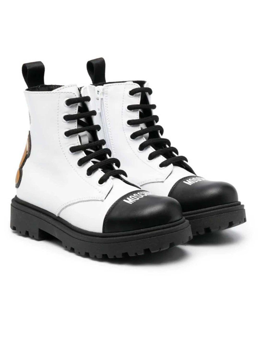 Stivali bianchi e neri bambina con applicazione toy 76069 VAR02 MOSCHINO KIDS 