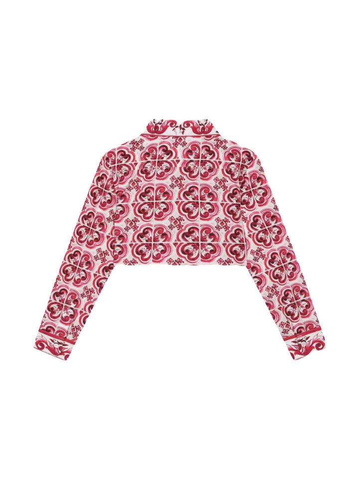 Camicia bianco/fucsia bambina