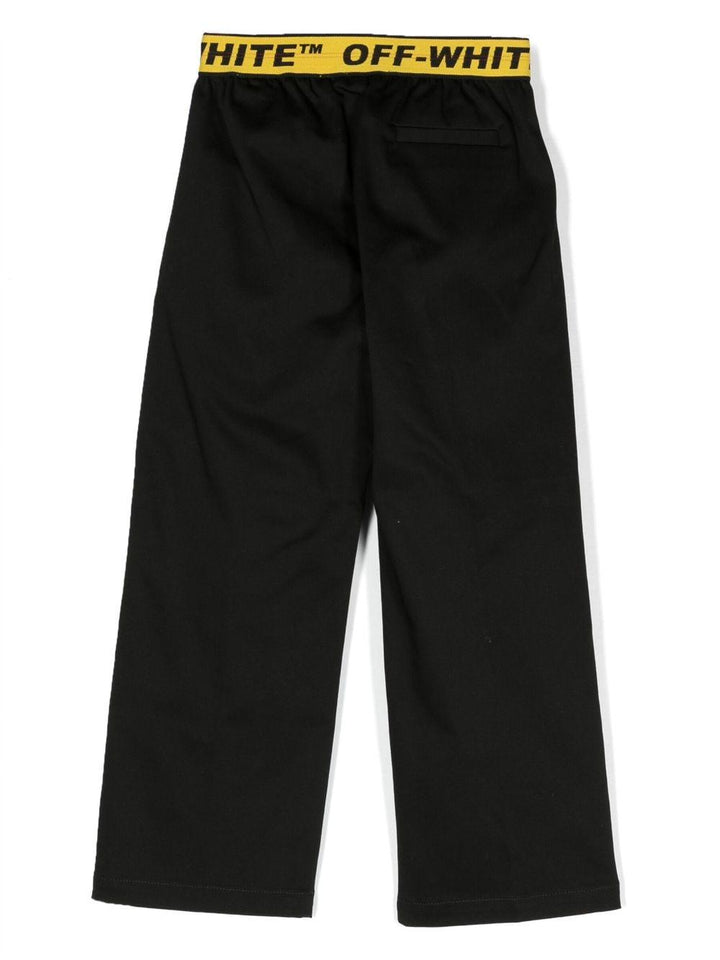 Pantalone nero bambino con banda gialla in vita