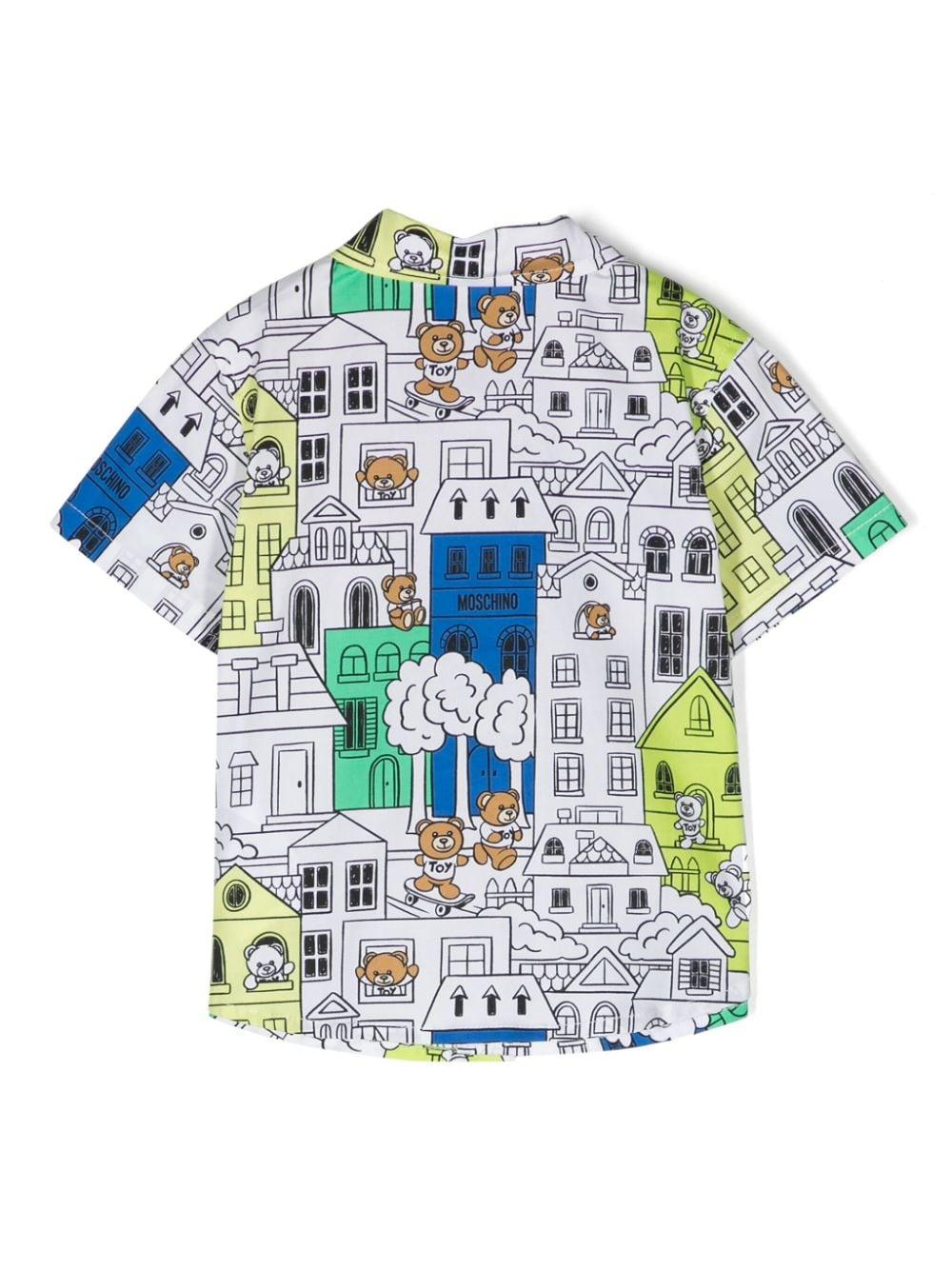 Camicia bianca/multicolore neonato