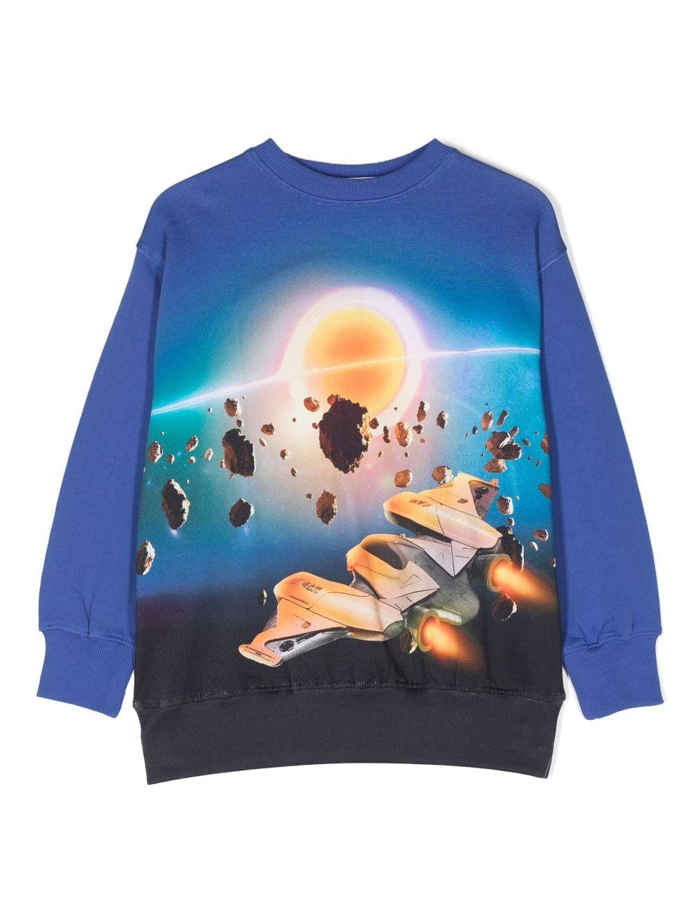 Felpa blu bambino con stampa