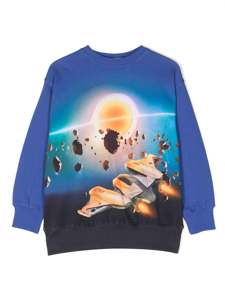 Felpa blu bambino con stampa