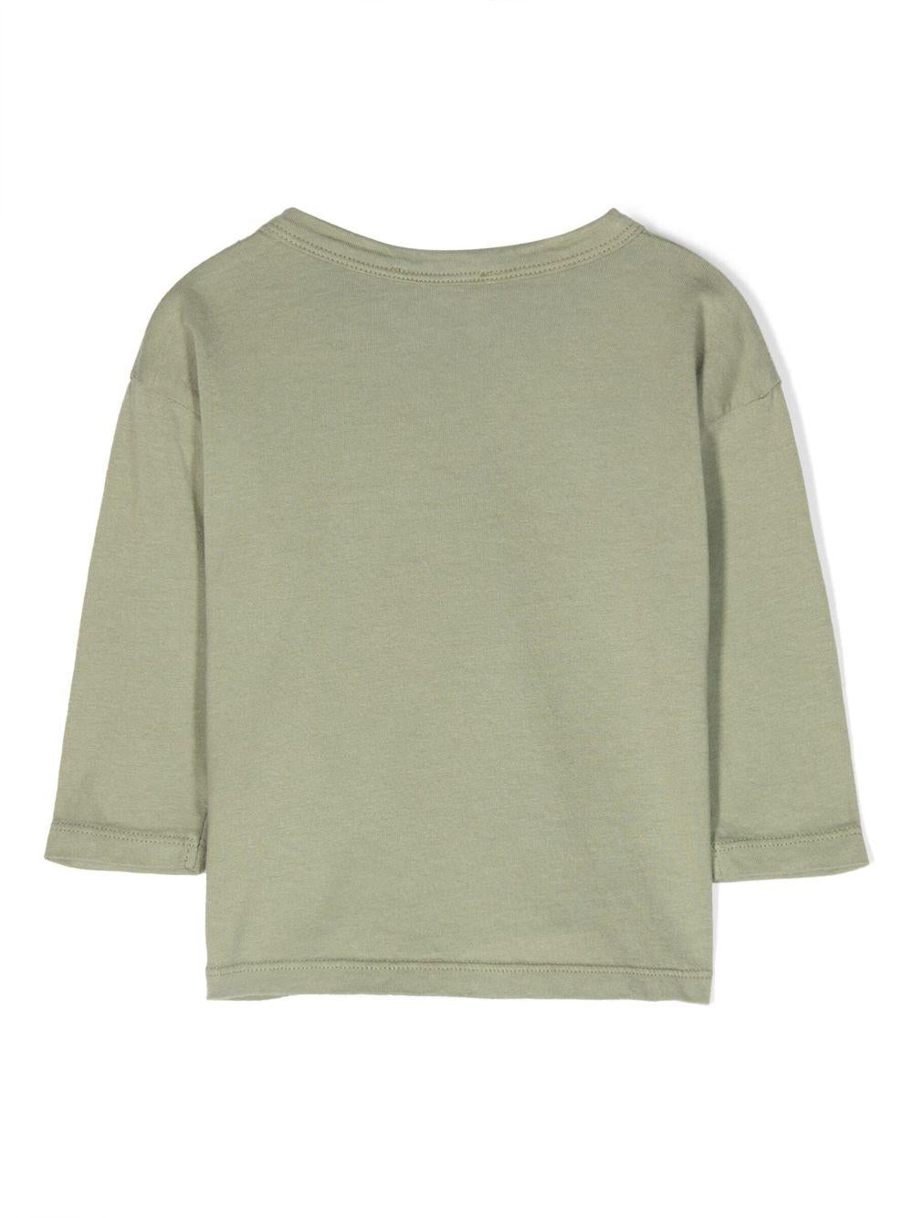 T-shirt verde oliva neonato con stampa