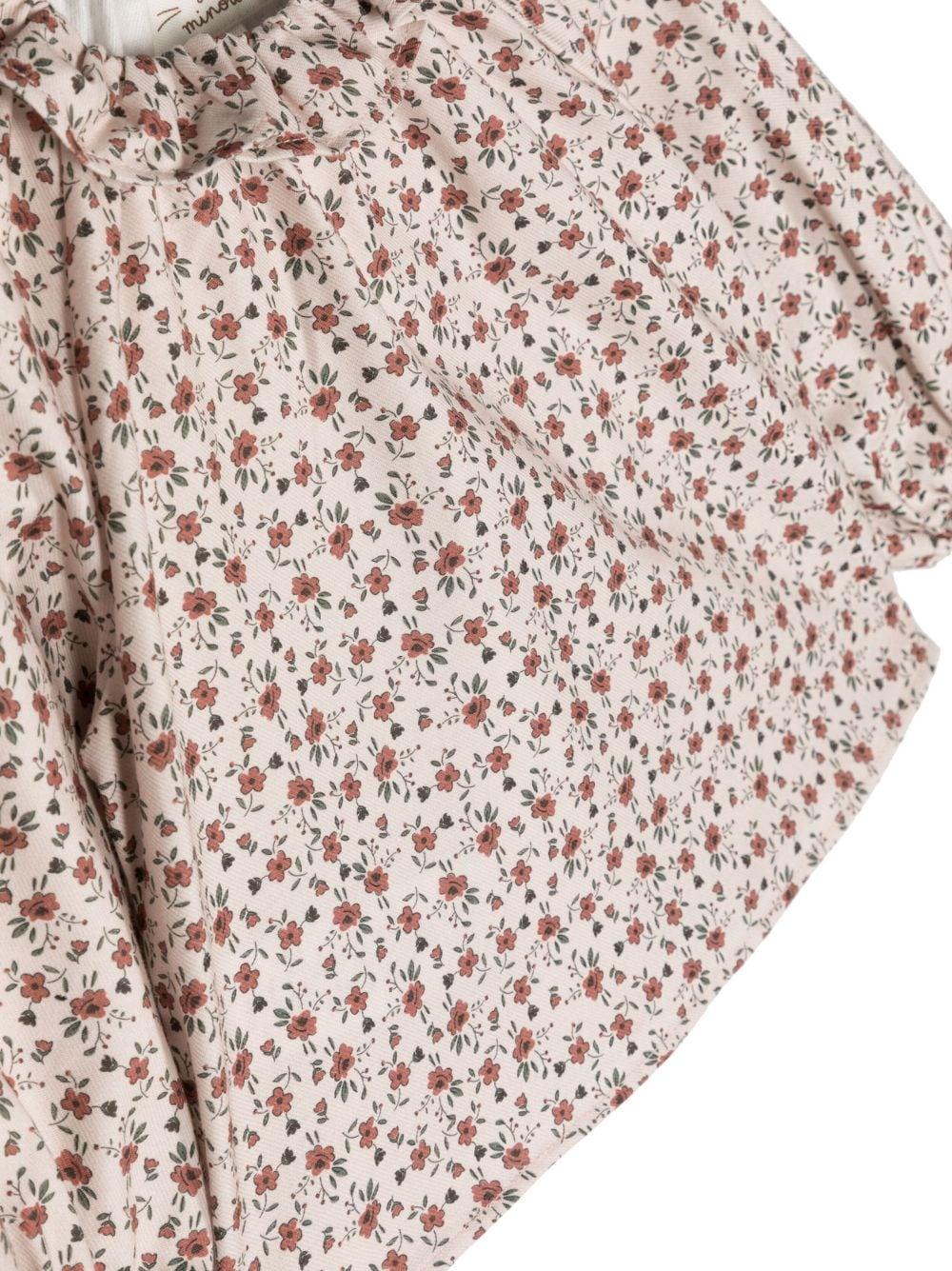 Camicia rosa blush neonata con stampa a fiori