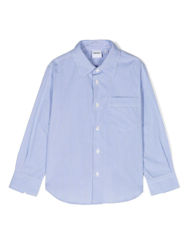 camicia righe celeste bambino