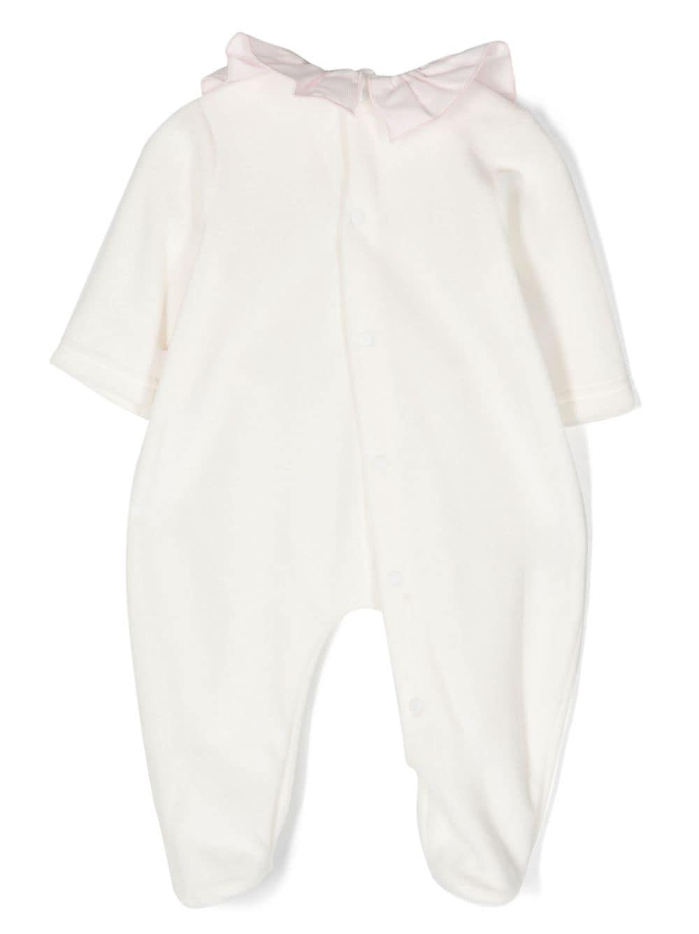 Tutina bianco latte e multicolor neonata con ricamo