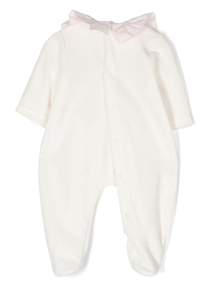 Tutina bianco latte e multicolor neonata con ricamo
