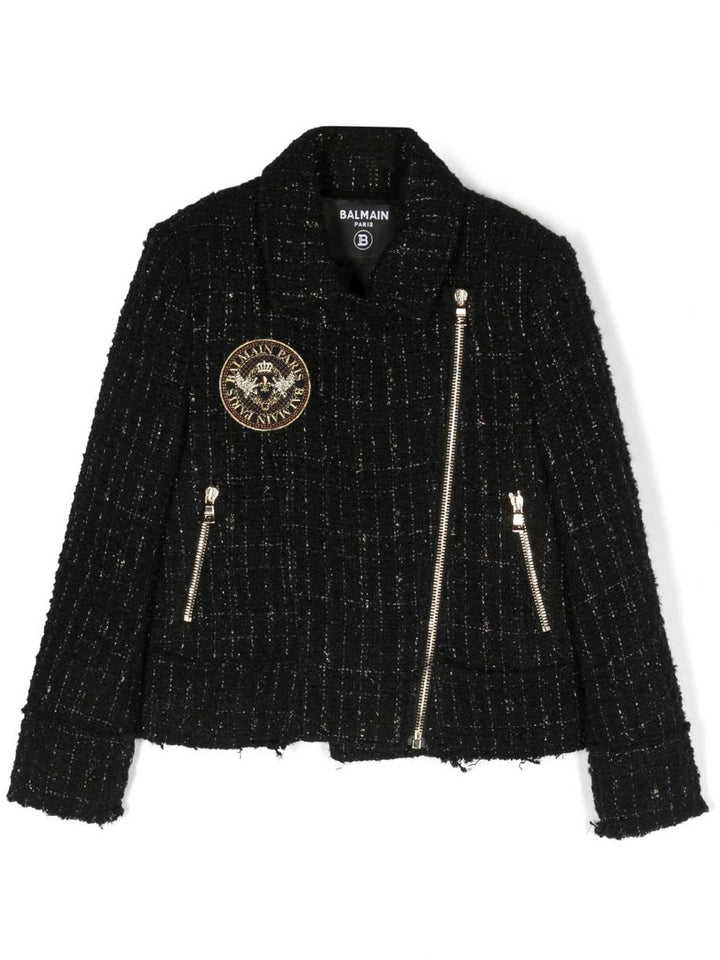 Giacca nera bambina con applicazione