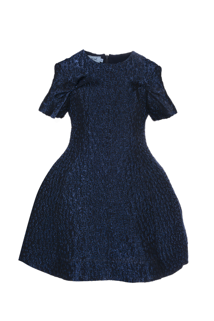 Abito blu bambina,chiusura posteriore con zip