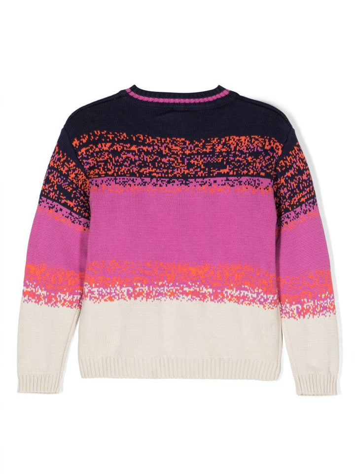 Maglione rosa pastello multicolor unisex con logo