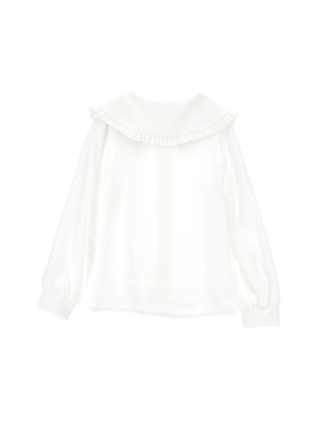 Camicia bianca bambina con ricami sul colletto 11B3002103 0001 Monnalisa kids 