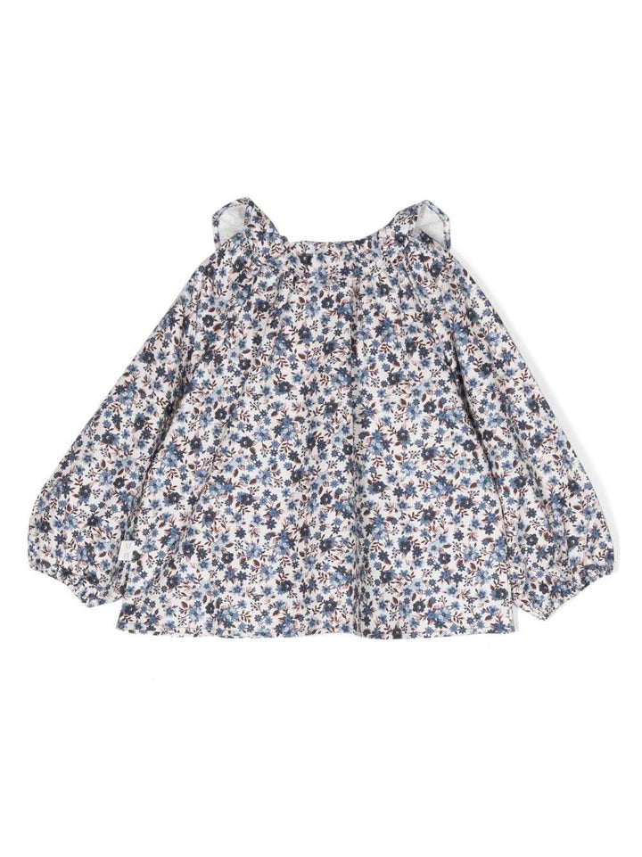 Camicia blu chiara neonata con stampa a fiori