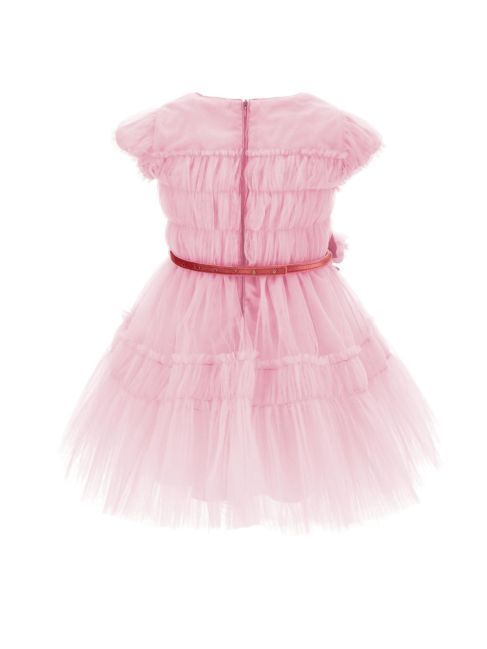 Abito rosa bambina in tulle con applicazione alla cintura 19B9002037 091S Monnalisa kids 