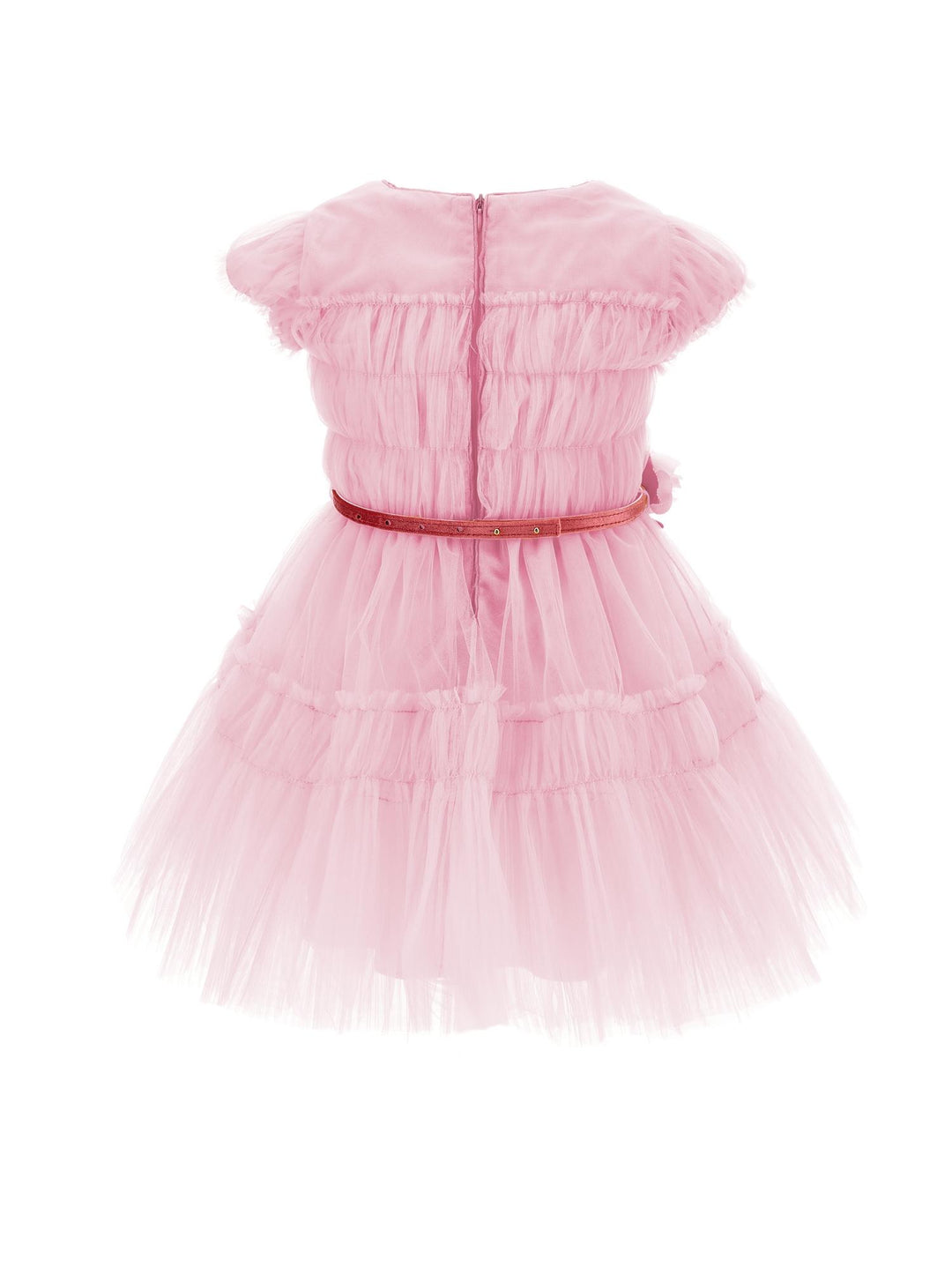Abito rosa bambina in tulle con applicazione alla cintura 19B9002037 091S Monnalisa kids 